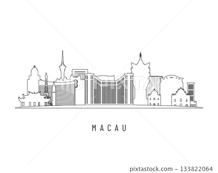 Detailed Macau skyline vector illustration. Detailed Macau skyline vector illustration. 133822064