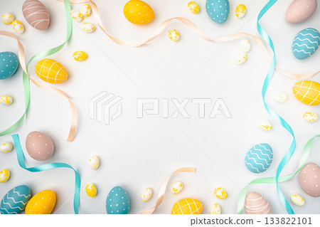 Happy Easter concept with easter eggs Happy Easter concept with easter eggs 133822101