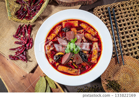 traditional spanish paella with beef and vegetables 133822169