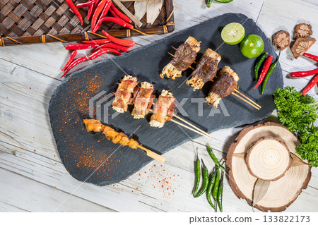 grilled chicken breast with vegetables 133822173