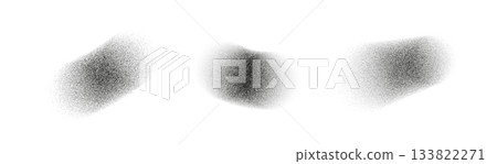 Set of grainy stipple texture spots with soft halftone noise. Abstract blurry shapes for retro designs, gradients, overlays, shading, backgrounds and minimal compositions 133822271
