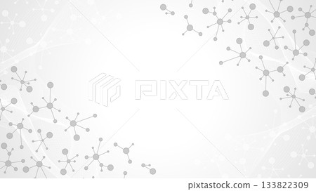Molecular abstract structure background. Scientific vector illustration with molecule DNA. Medical, science and technology concept for banner template or header Molecular abstract structure background. Scientific vector illustration with molecule DNA. Medical, science and technology concept for banner template or header 133822309