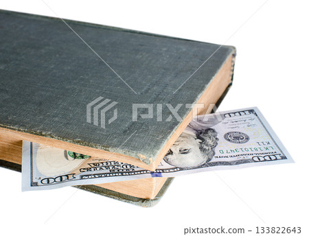Banknote one hundred dollars in old book Banknote one hundred dollars in old book 133822643