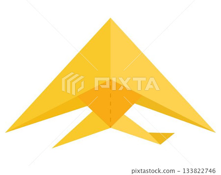 Yellow origami bird made from folded paper in geometric and minimalist style. Flat vector illustration in traditional Japanese papercraft Yellow origami bird made from folded paper in geometric and minimalist style. Flat vector illustration in traditional Japanese papercraft 133822746