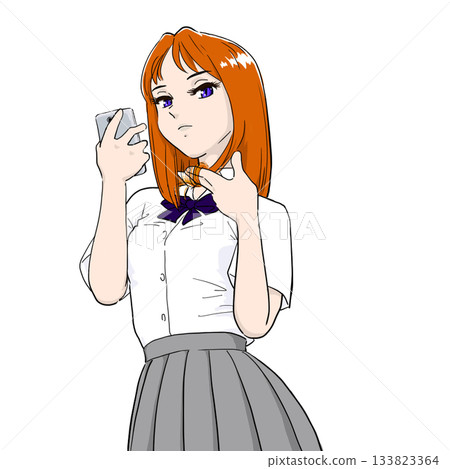 我和一個正在玩頭髮、玩手機的高中女生對視了。 我和一個正在玩頭髮、玩手機的高中女生對視了。 133823364