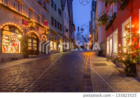 Christmas street view in Rothenburg ob der Tauber Germany Christmas street view in Rothenburg ob der Tauber Germany 133823525