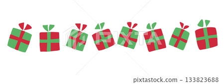 An illustration of simple gifts lined up 133823688