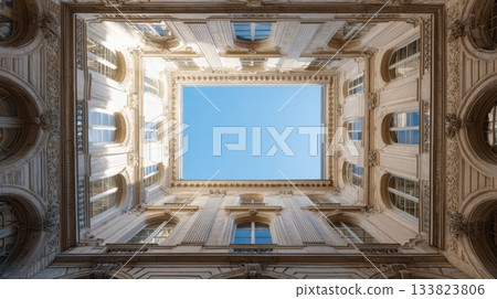 Beautiful courtyard seen from below 133823806