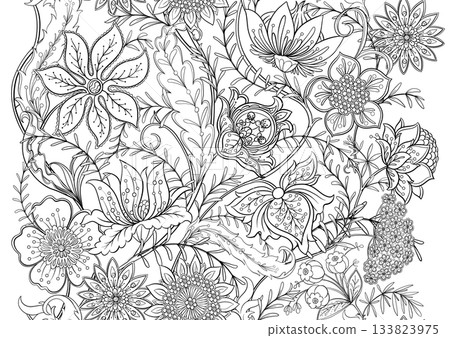 Ornate floral seamless pattern. Coloring page design Ornate floral seamless pattern. Coloring page design 133823975