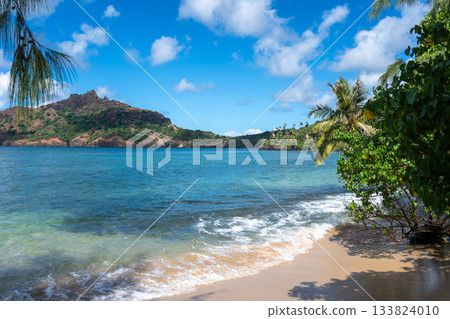 Anaho Bay and beach with palm trees, Nuku Hiva, French Polynesia 133824010
