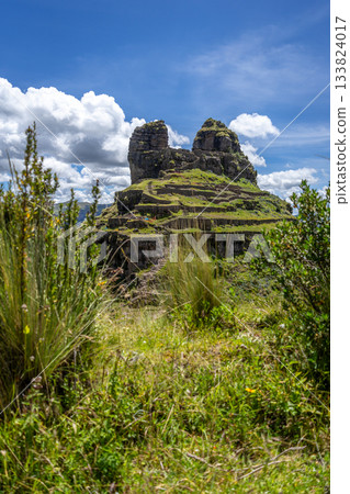 Ancient Inca Ruins of Waqrapukara in the Andean Mountains, Peru Ancient Inca Ruins of Waqrapukara in the Andean Mountains, Peru 133824017