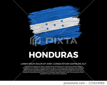 Flag of Honduras. Honduran and Caribbean Culture. Vibrant, textured brushstroke effect style. Black background with copy space. Dramatic composition in negative space. Flag of Honduras. Honduran and Caribbean Culture. Vibrant, textured brushstroke effect style. Black background with copy space. Dramatic composition in negative space. 133824060