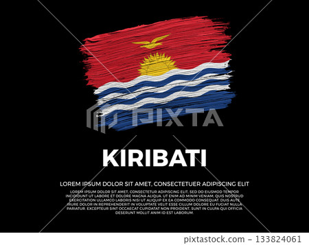 Flag of Kiribati. I-Kiribati and Polynesian Culture. Vibrant, textured brushstroke effect style. Black background with copy space. Dramatic composition in negative space. Flag of Kiribati. I-Kiribati and Polynesian Culture. Vibrant, textured brushstroke effect style. Black background with copy space. Dramatic composition in negative space. 133824061
