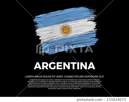Flag of Argentina. Argentinian Latin and South American Culture. Vibrant, textured brushstroke effect style. Black background with copy space. Dramatic composition in negative space. Flag of Argentina. Argentinian Latin and South American Culture. Vibrant, textured brushstroke effect style. Black background with copy space. Dramatic composition in negative space. 133824075