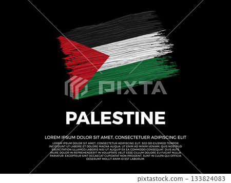 Flag of Palestine. Palestinian and Arab Culture. Vibrant, textured brushstroke effect style. Black background with copy space. Dramatic composition in negative space. Flag of Palestine. Palestinian and Arab Culture. Vibrant, textured brushstroke effect style. Black background with copy space. Dramatic composition in negative space. 133824083