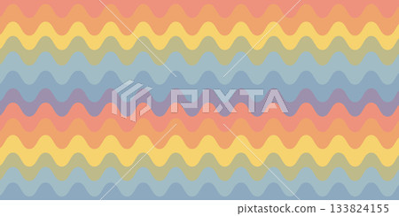 Rasta groovy wave pattern with pastel stripes in orange, yellow, green, and blue tones. Retro abstract background perfect for fabric, wallpaper, wrapping paper, and reggae designs Rasta groovy wave pattern with pastel stripes in orange, yellow, green, and blue tones. Retro abstract background perfect for fabric, wallpaper, wrapping paper, and reggae designs 133824155