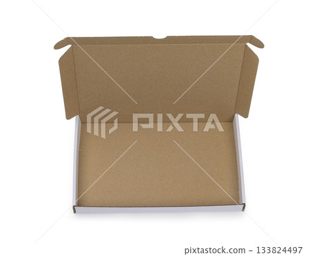 Die-cut carton flat box on white Die-cut carton flat box on white 133824497