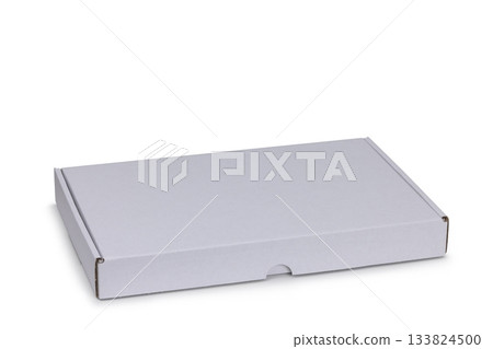 Die-cut carton flat box on white 133824500