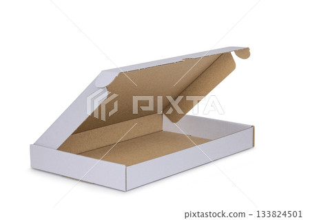 Die-cut carton flat box on white 133824501