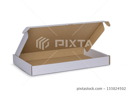 Die-cut carton flat box on white Die-cut carton flat box on white 133824502