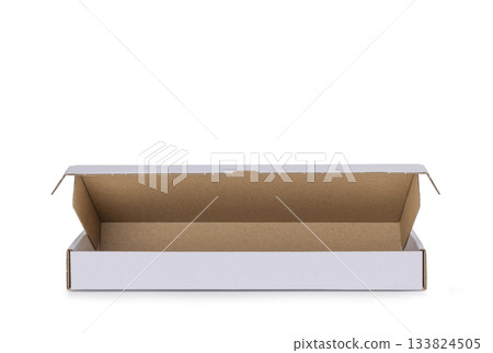 Die-cut carton flat box on white 133824505