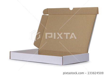 Die-cut carton flat box on white Die-cut carton flat box on white 133824509