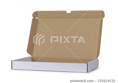 Die-cut carton flat box on white 133824510
