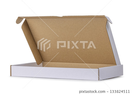 Die-cut carton flat box on white 133824511