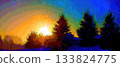 Bright colors of sunrise signal a new beginning 133824775