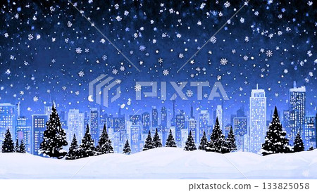 雪夜城市景觀 133825058