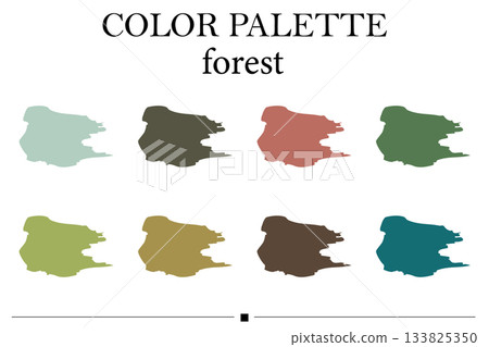 Forest tones palette. Forest color palette for nature-inspired designs. Trendy color collection 133825350