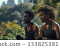 couple, running, bench 133825381