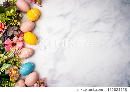 Happy Easter concept with easter eggs Happy Easter concept with easter eggs 133825558