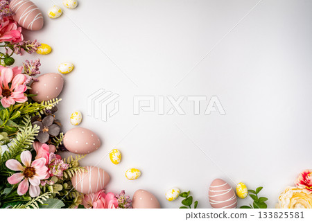 Happy Easter concept with easter eggs Happy Easter concept with easter eggs 133825581