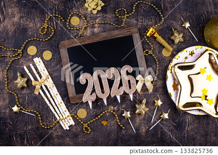 2026 New year background with golden decoration 2026 New year background with golden decoration 133825736
