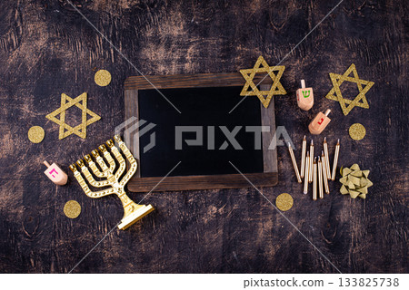 Traditional Jewish holiday Hanukkah background 133825738