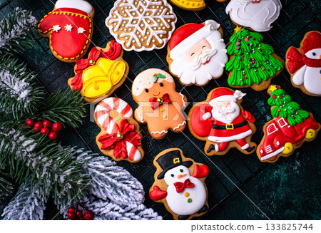 Homemade Christmas gingerbread cookies with Icing Homemade Christmas gingerbread cookies with Icing 133825744