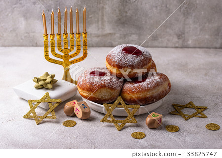 Traditional Jewish holiday Hanukkah background Traditional Jewish holiday Hanukkah background 133825747
