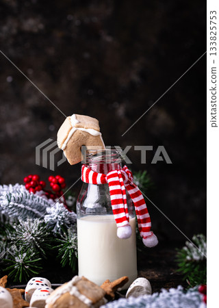 Christmas cookie and snowman marshmallow 133825753