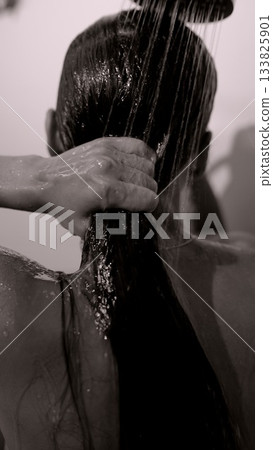 A Sensual Shower Moment Captured Beautifully in Stunning Artistic Monochrome Photography 133825901