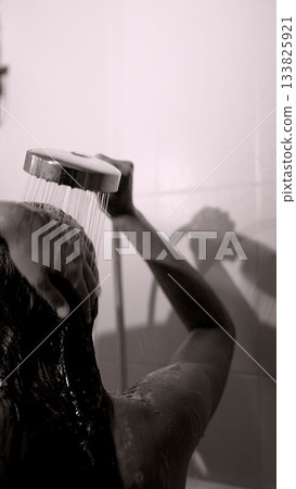 Enjoy a Serene and Tranquil Shower Experience Captured Beautifully in Monochrome Shades Enjoy a Serene and Tranquil Shower Experience Captured Beautifully in Monochrome Shades 133825921