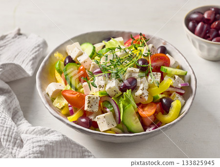 bowl of greek salad bowl of greek salad 133825945