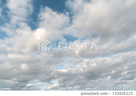 Gloomy sky with overcast clouds. Skyscape and cloudscape. Sky with clouds. Cloudy skyscape background. Cloudscape sky background. Cloud in the sky. Background with cloud. Celestial view 133826123