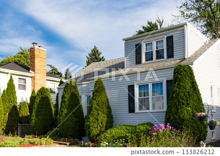 Residential property house. Residence architecture. Suburban neighborhood. Suburban house architecture. Private house. Neighborhood architecture. Property in neighborhood Residential property house. Residence architecture. Suburban neighborhood. Suburban house architecture. Private house. Neighborhood architecture. Property in neighborhood 133826212