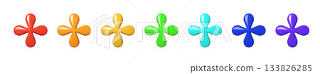 colorful floral decorations, decorative clover petals in vibrant rainbow gradient for branding 133826285