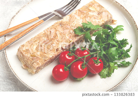 pork jelly, aspic, homemade, cold appetizer, no people, pork jelly, aspic, homemade, cold appetizer, no people, 133826383