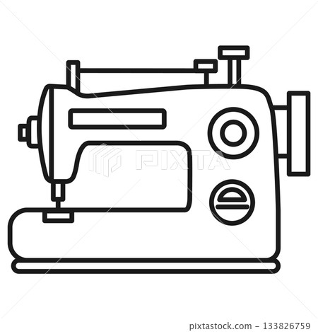 Retro design home sewing machine icon material drawn in black line art Retro design home sewing machine icon material drawn in black line art 133826759