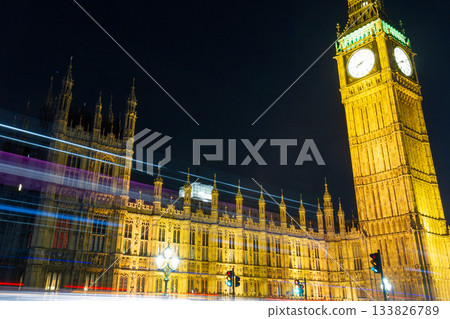 夜幕下的大笨鐘和國會大廈 133826789