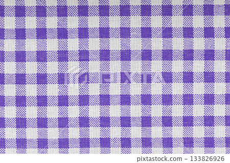 Purple, violet and white checkered, pattern, design, cotton fabric for sewing, texture background Purple, violet and white checkered, pattern, design, cotton fabric for sewing, texture background 133826926