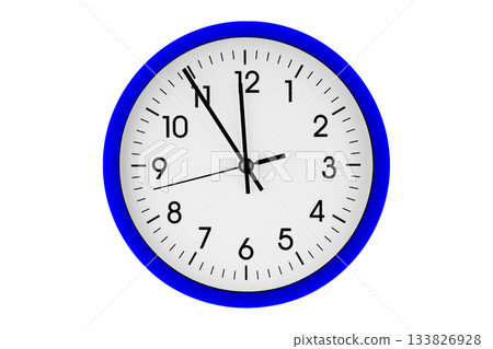 Blue watch, wall clock 11 hours 45 minutes on isolated or white background 133826928